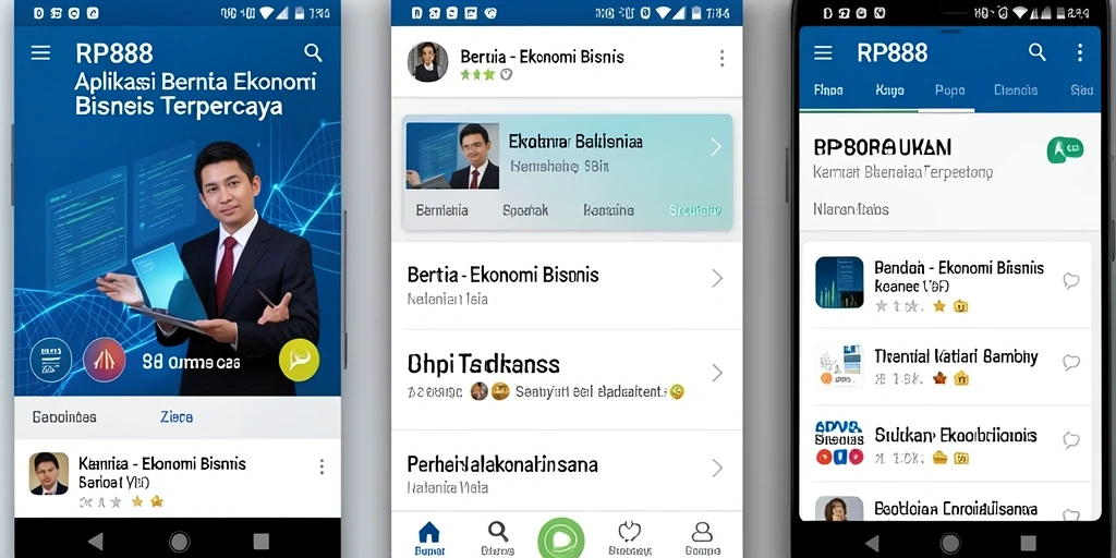 Antarmuka aplikasi <strong>RP888</strong> menampilkan berita dan analisis ekonomi dengan jelas.