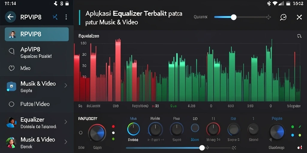 Antarmuka RPVIP8 menampilkan kontrol audio yang intuitif dan menarik.