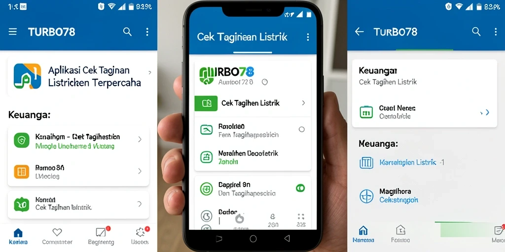 Tampilan antarmuka TURBO78 untuk cek tagihan listrik yang user-friendly.